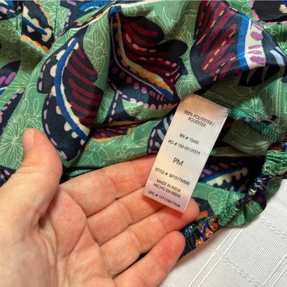 Democracy Leaf Print V-Neck Blouse Metallic Cottagecore Cropped Women's PM - Picture 9 of 12